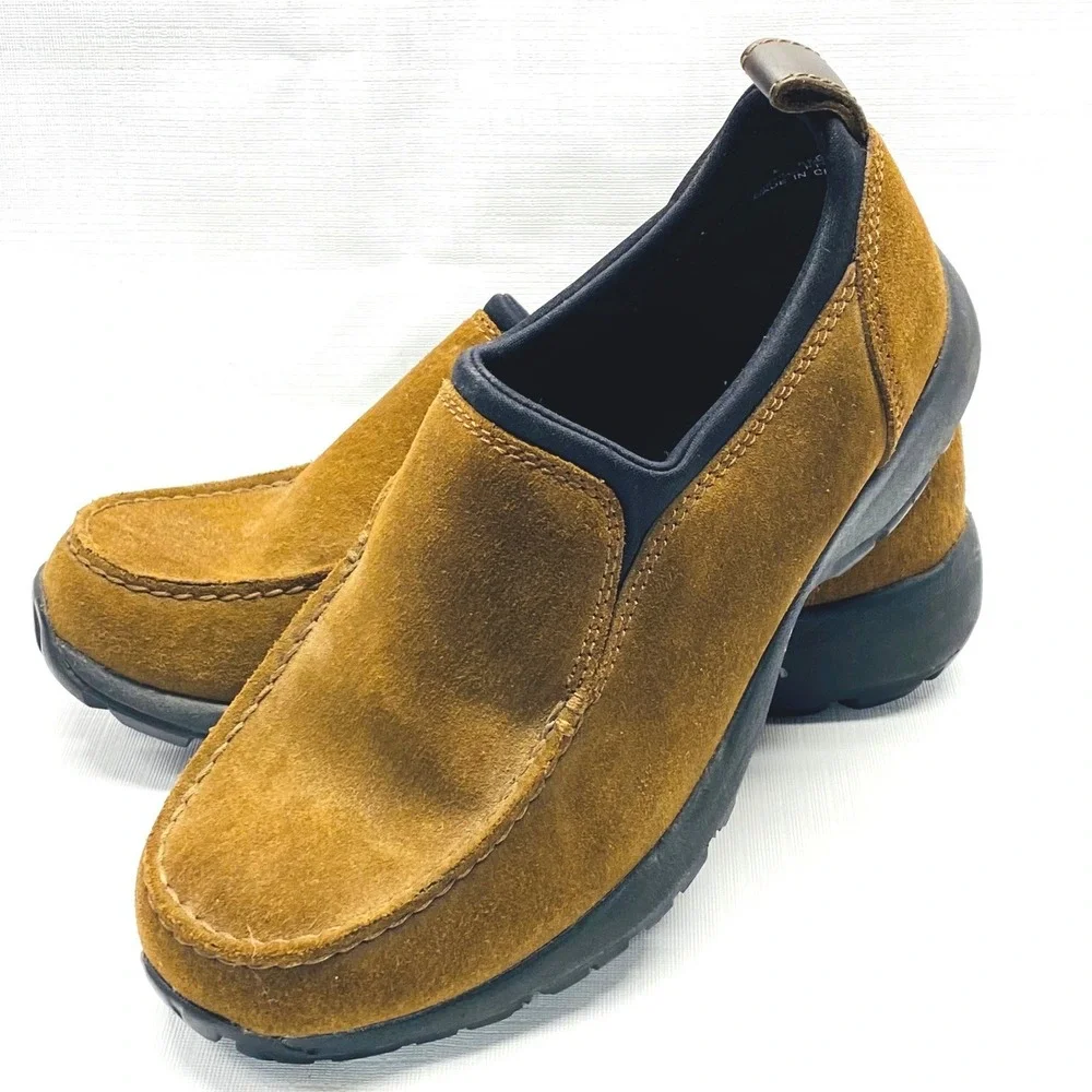Lands End Mens Brown Suede Slip On Casual Shoes Loafers Size 6.5‎ B